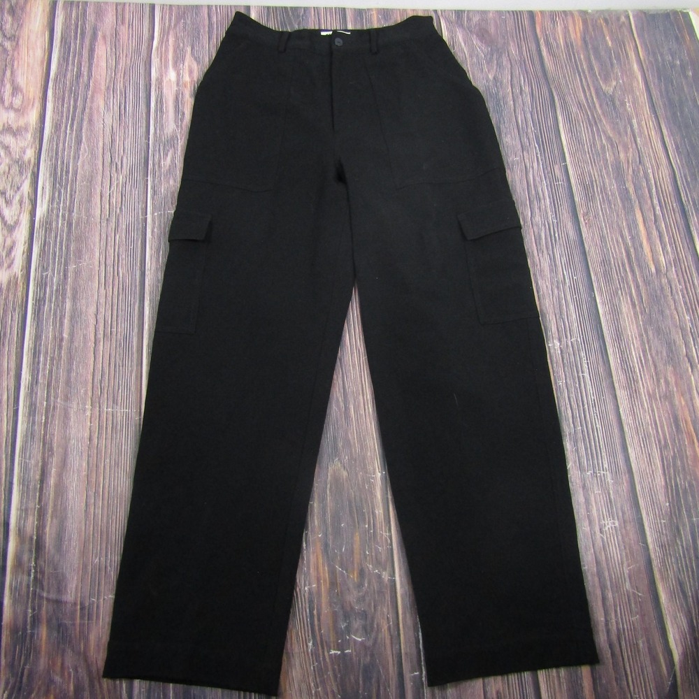 Chico's‎ Design Pants Womens 1 Black Ponte Cargo Straight Leg Stretch Casual